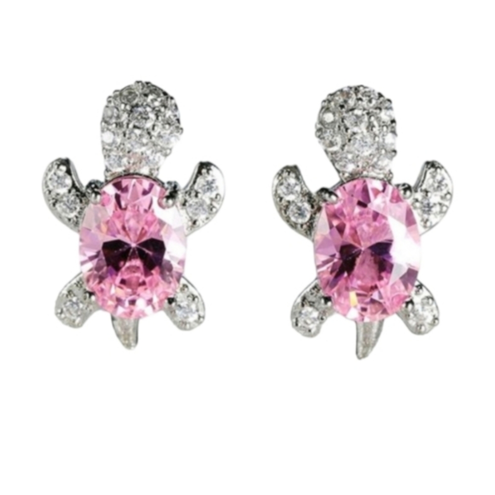 Pink Sea Turtle Stud Earrings π’β¨οΈ - Picture 2 of 7